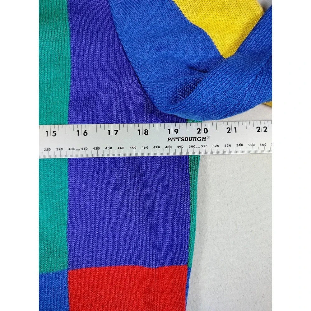 Vintage Eric Stevens Sweater Top Womens 8 Multicolor‎ Colorblock Cardigan 80s